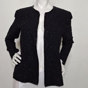 JMD New York Vintage Black Fairy Beaded Witchy Whimsigoth Jacket Size PS
